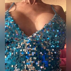 Blue Sequin Cocktail Dress